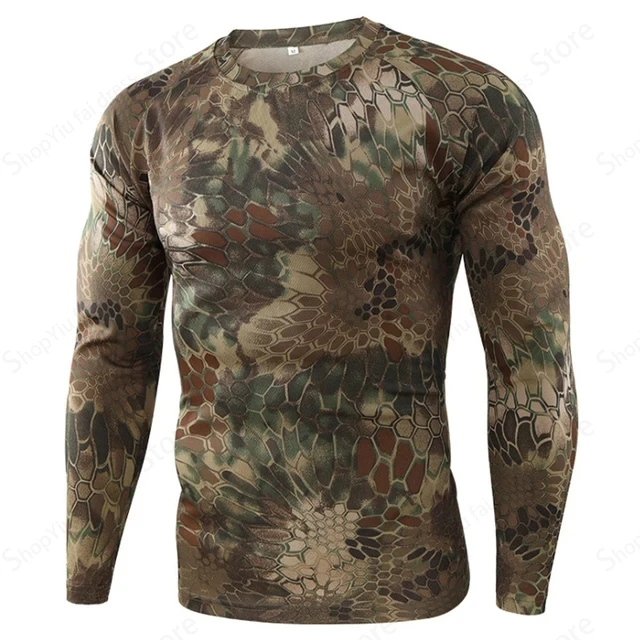 Outdoor Hunting Prints - メンズ カモフラージュ柄 長袖Tシャツ タクティカル ミリタリー アウトドア